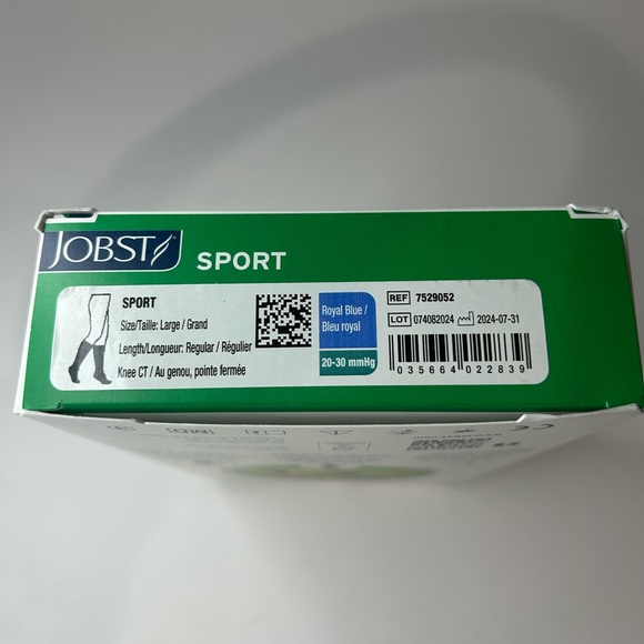 JOBST Sport Knee High 20-30 mmHg Compression Socks, Royal Blue/Grey, Large - Picture 7 of 8